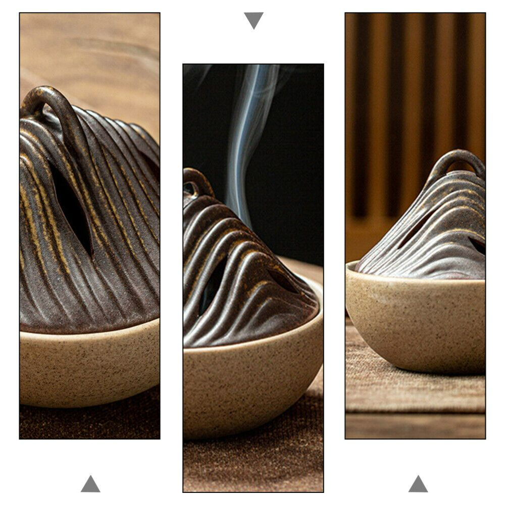 Japanese Handmade Ceramic Incense Holder 10.2 cm - Unique Mountain Design