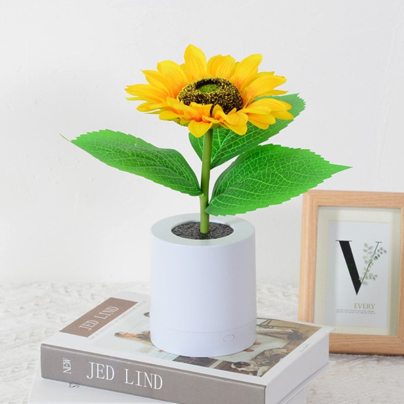 LED Table Lamp with Sunflowers – Atmospheric Night Light with 24 LEDs, USB Rechargeable, Ideal for Bedroom, Desk or Gift