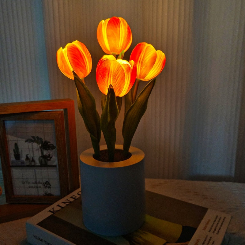 LED Table Lamp with Sunflowers – Atmospheric Night Light with 24 LEDs, USB Rechargeable, Ideal for Bedroom, Desk or Gift