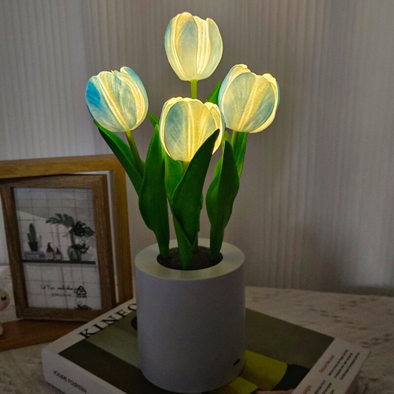 LED Table Lamp with Sunflowers – Atmospheric Night Light with 24 LEDs, USB Rechargeable, Ideal for Bedroom, Desk or Gift