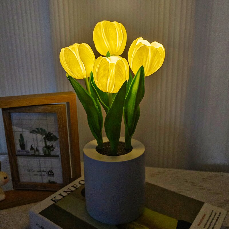 LED Table Lamp with Sunflowers – Atmospheric Night Light with 24 LEDs, USB Rechargeable, Ideal for Bedroom, Desk or Gift