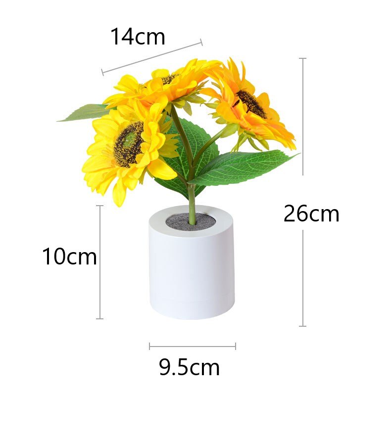 LED Table Lamp with Sunflowers – Atmospheric Night Light with 24 LEDs, USB Rechargeable, Ideal for Bedroom, Desk or Gift