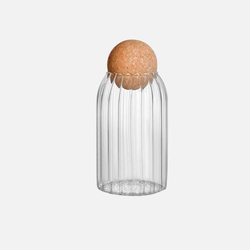 Autumn Glass Storage Jars with Cork Lid - Elegant and Multifunctional