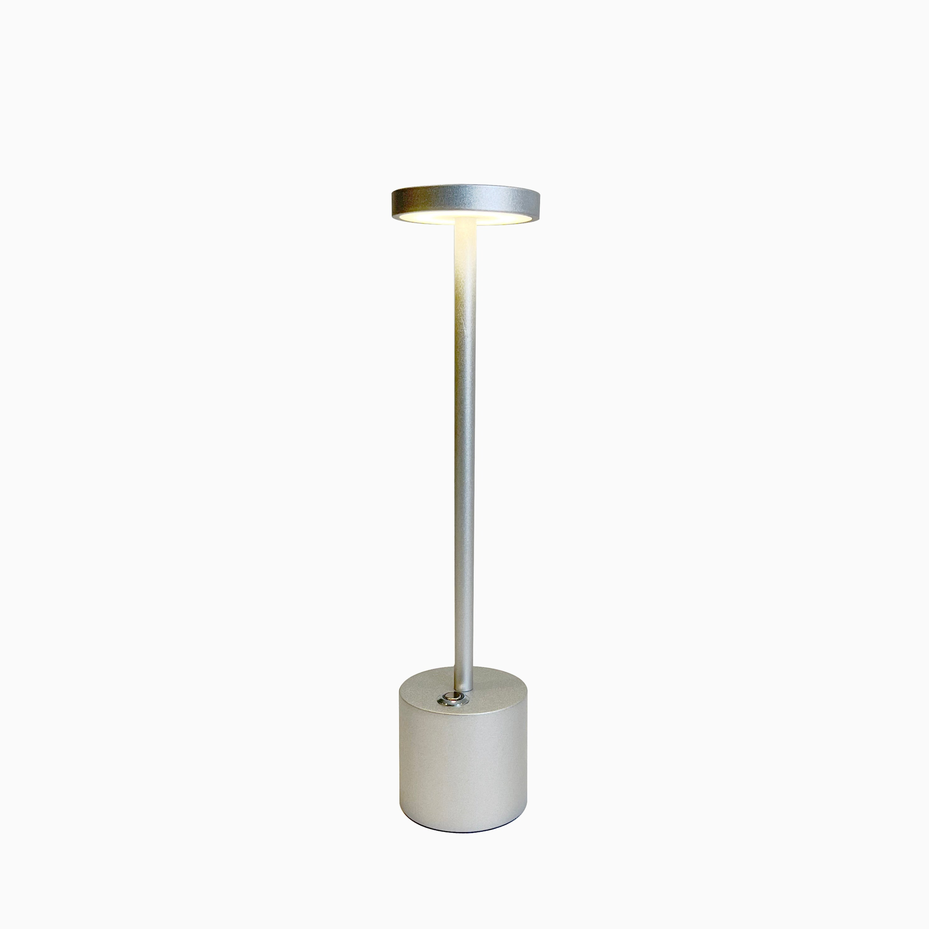 Wireless LED Table Lamp - Aluminium with Dimmable Lighting and USB Rechargeable Battery