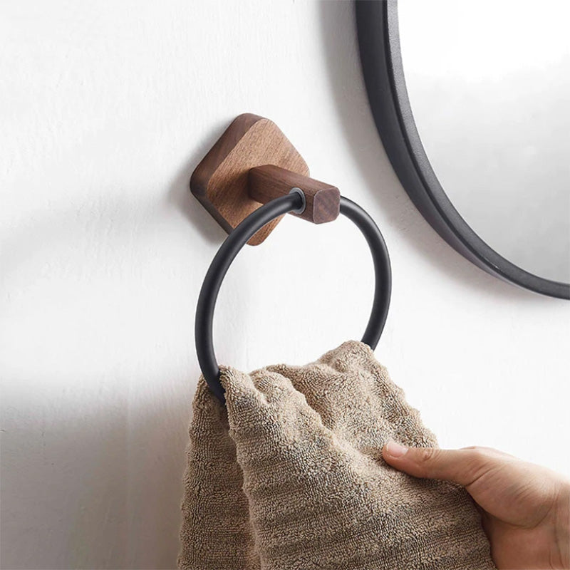 Norwegian Towel Ring - Wall Mount, Wood and Aluminium, Waterproof, Rust Resistant