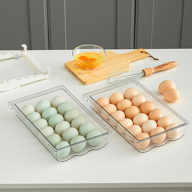 Egg Holder for Fridge - Space-Saving Sliding Drawer - Under-Shelf Storage