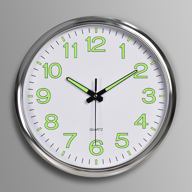 NightGlow - Glow-in-the-Dark Wall Clock, Silent Operation and 30 cm Large