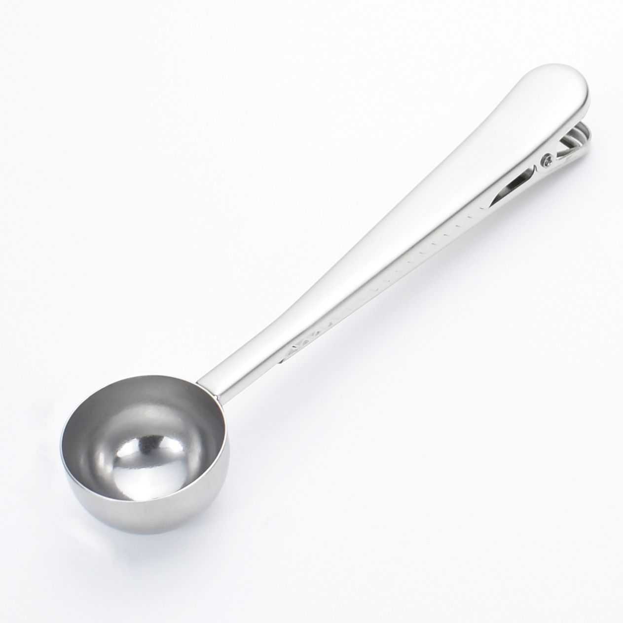 Resealable Stainless Steel Coffee Spoon with Storage Clip