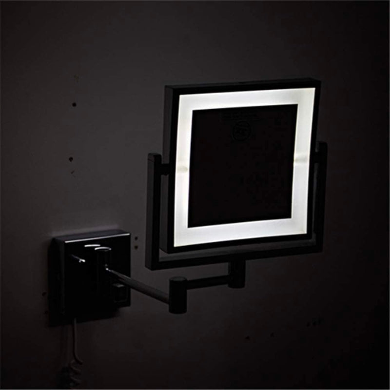 LumiSquare - LED Illuminated Makeup Mirror in Black