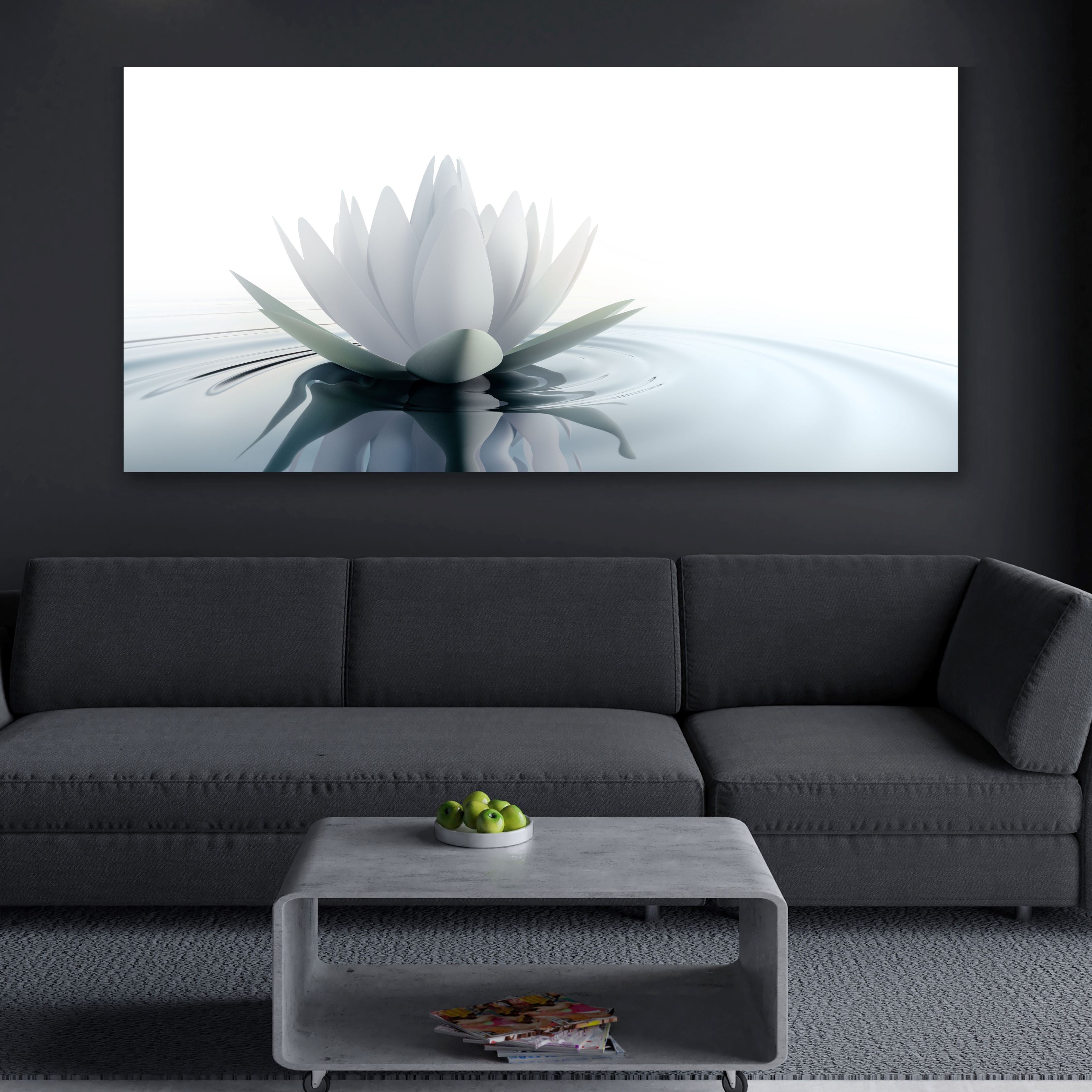 Italian Inspired Canvas Painting - Lotus Flower on Wooden Frame