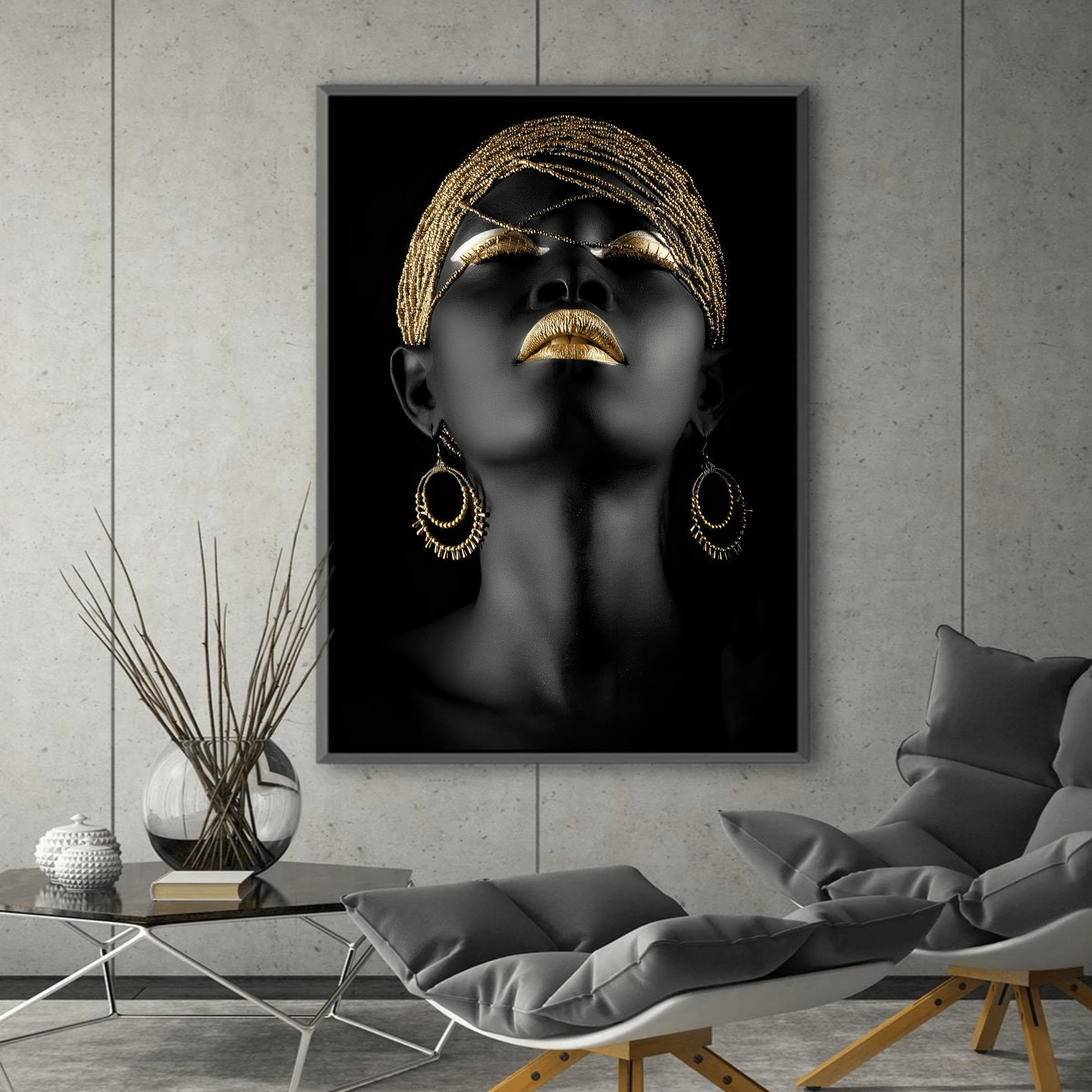 Auravita Gold-Coloured Canvas Painting – italian-inspired with Wooden Frame