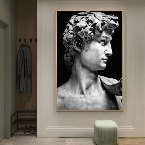 Canvas Painting - David by Michelangelo - Wooden Frame - Italian Craftsmanship