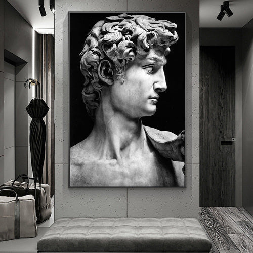 Canvas Painting - David by Michelangelo - Wooden Frame - Italian Craftsmanship