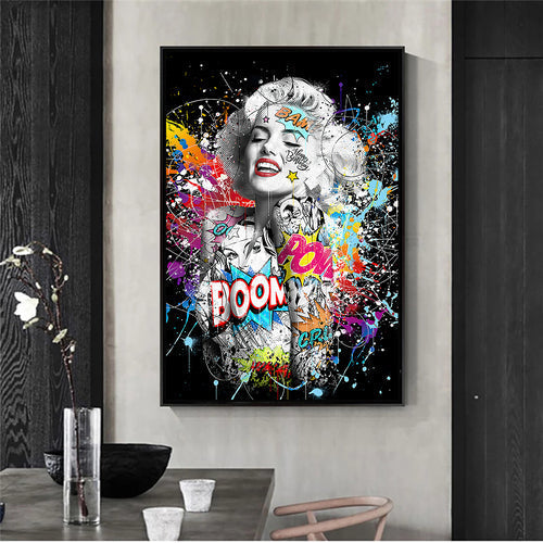 Art Print on Canvas Marilyn Monroe - Pop Art Painting with Wooden Frame