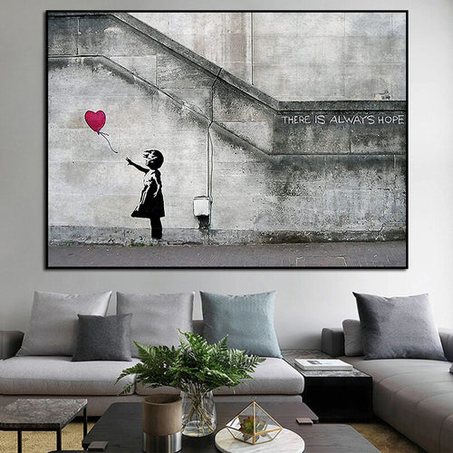 Canvas Painting of Girl with Balloon – Wooden Frame and High-Quality Print