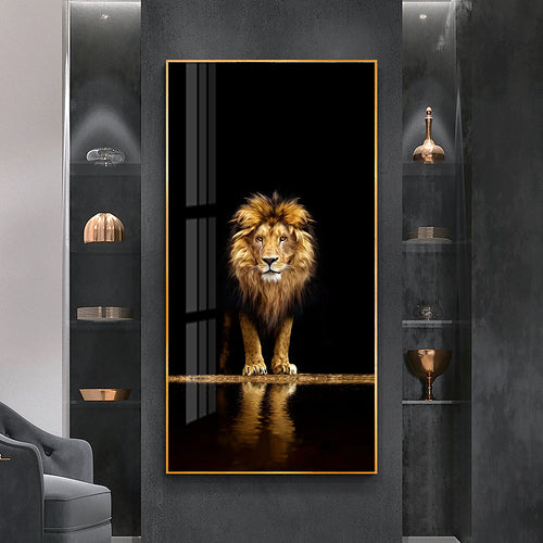 Leonaris Lion Painting on Canvas - With Wooden Frame