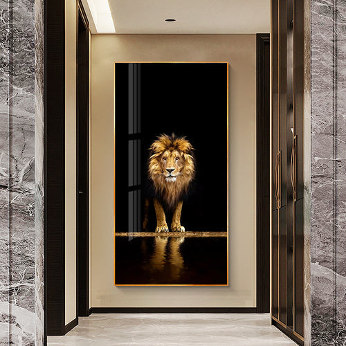 Leonaris Lion Painting on Canvas - With Wooden Frame