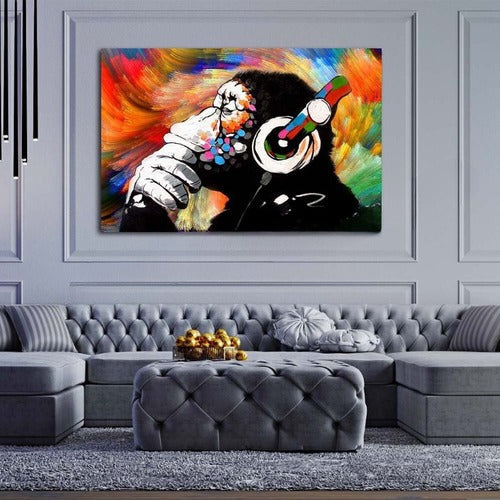 Monkey on Canvas – Modern Art Painting with Wooden Frame