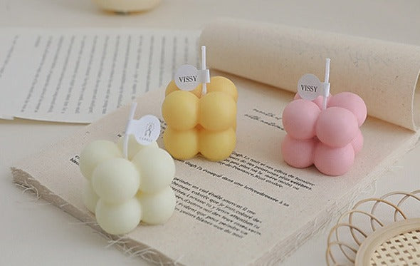 Mini Decorative Candle with Bubbles - Scented Soy Candle in Various Colours