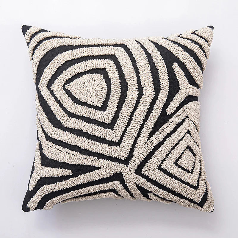 Norwegian Beige and Black Cushion Cover with Abstract Pattern – 45 x 45 cm