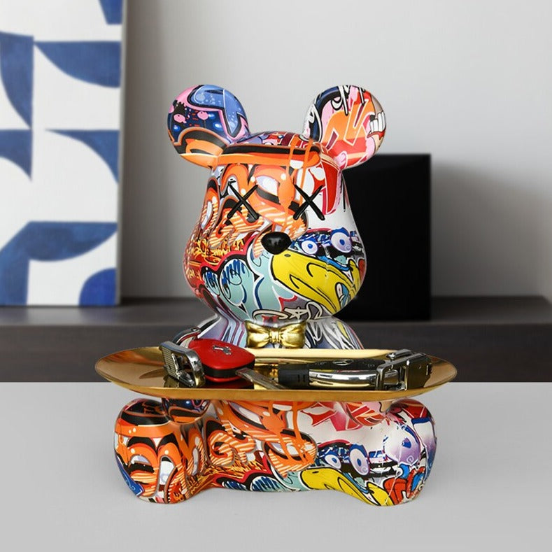 Table Tray Bear Sculpture - Artistic and Functional Design