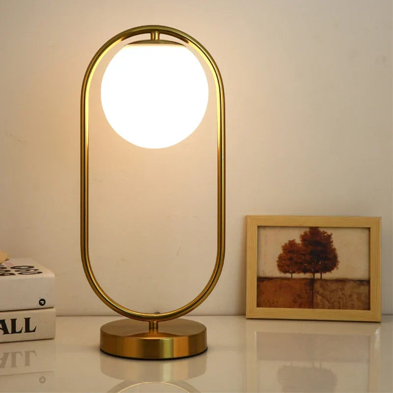 Norwegian LED Table Lamp in Glass and Resin – Modern Round Shape for Bedroom or Office