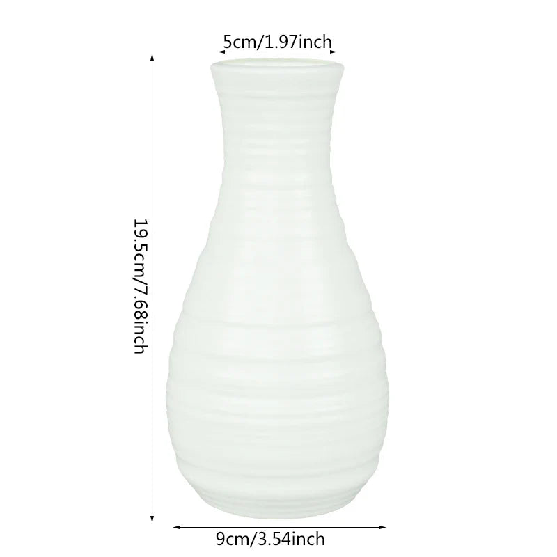 VerdaLuxe White Plastic Vase for Flowers - Simple Table Decoration for Home Use