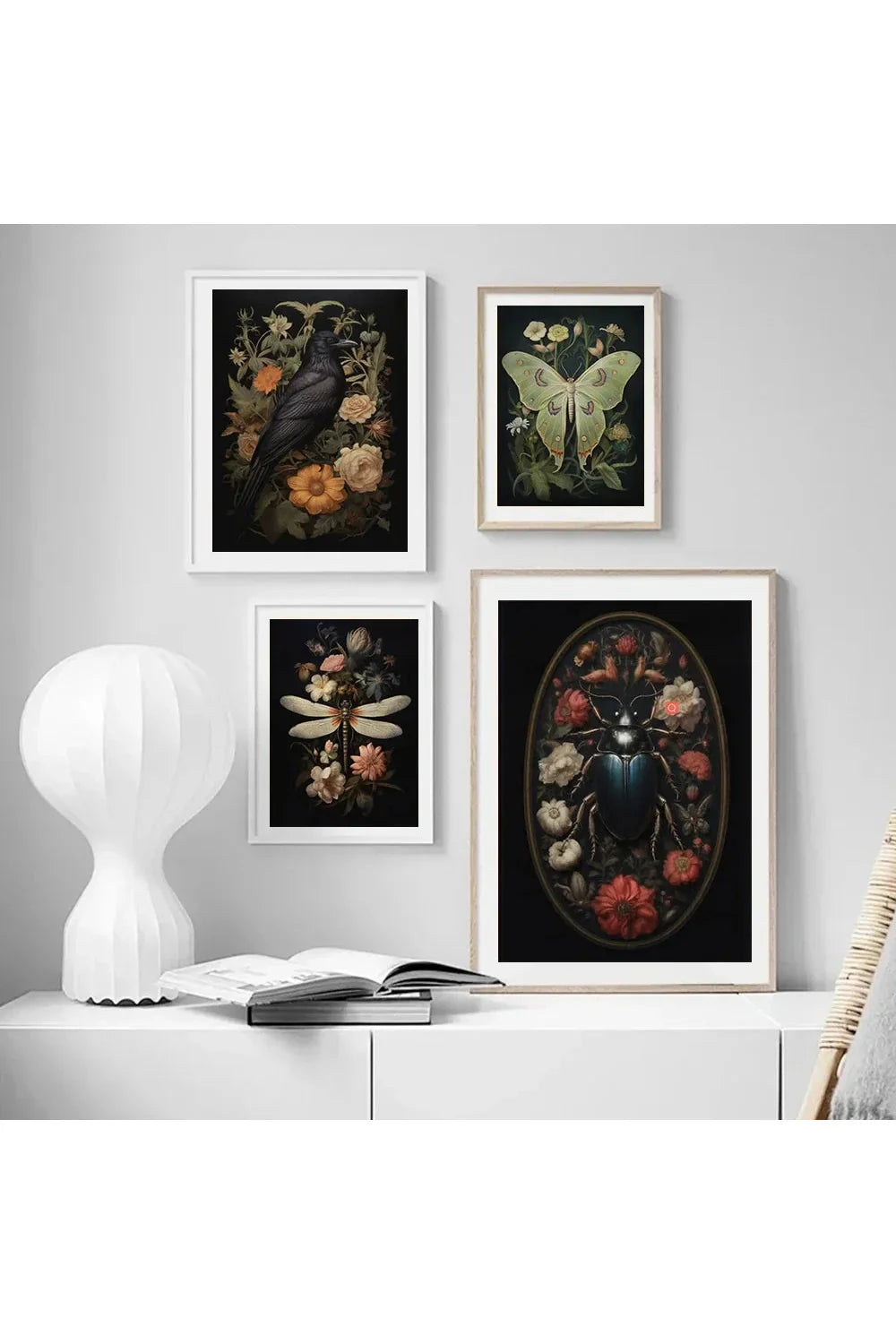 Mysterious Nature Canvas Posters - Dark Flowers and Animals