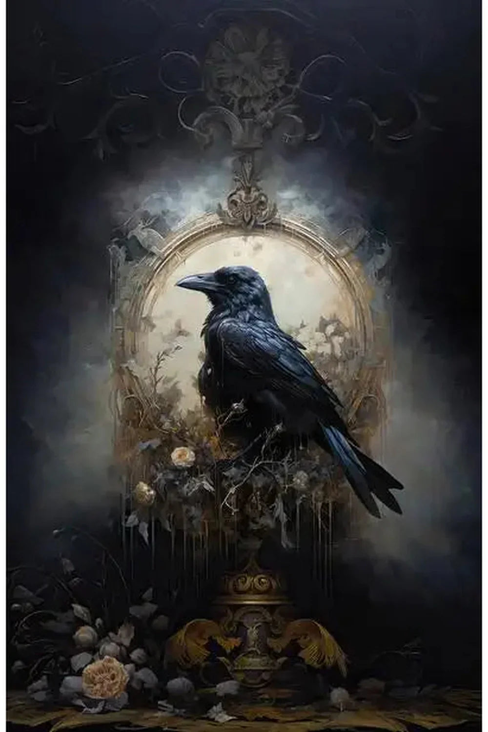 Set of Crows Canvas Posters – Mystical Ravens and Spooky Art