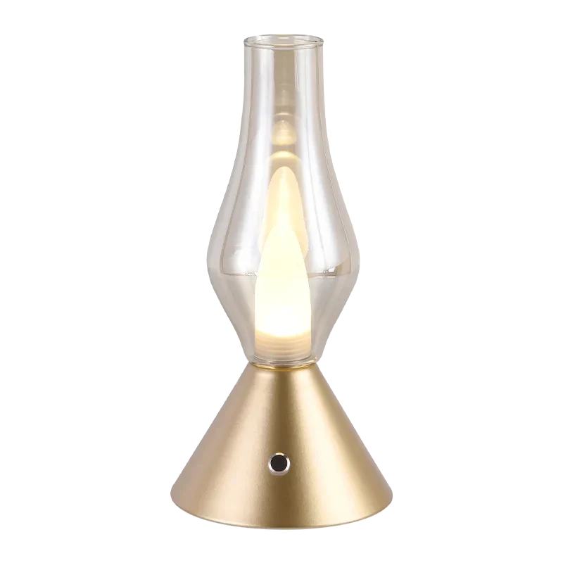 Retro table lamp with LED lighting and touch switch - Atmospheric and rechargeable design for the bedroom