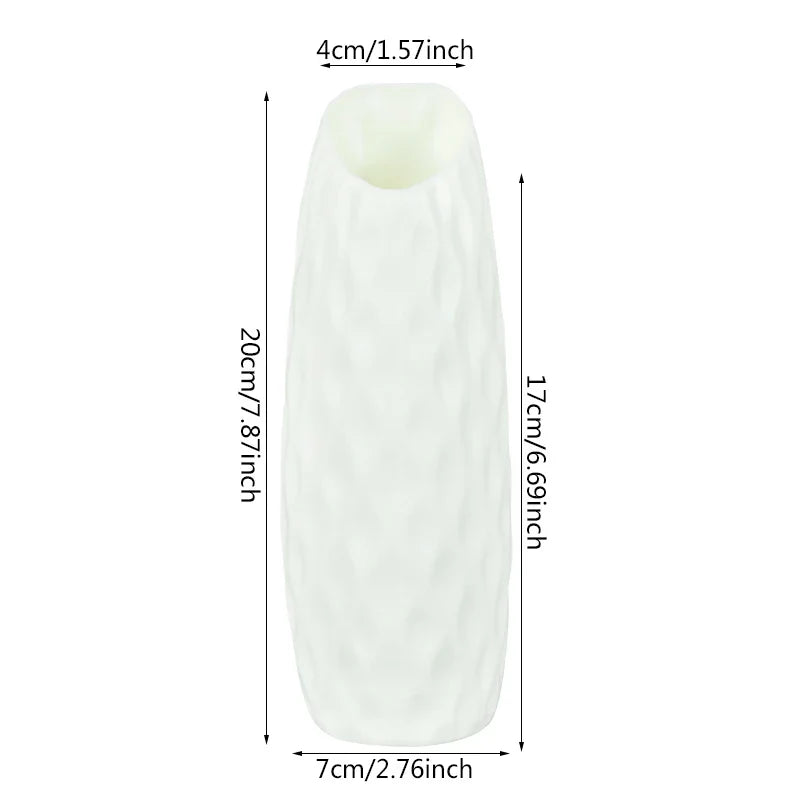 VerdaLuxe White Plastic Vase for Flowers - Simple Table Decoration for Home Use