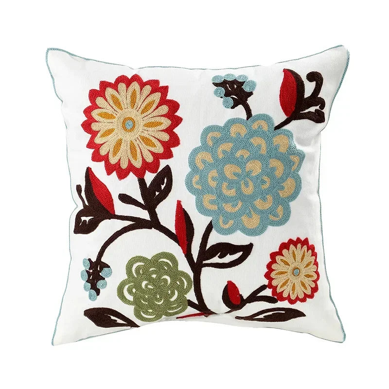 Norwegian Embroidered Flower Cushion Covers – Decoration with Natural Plants