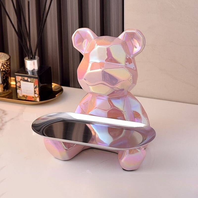 Ceravia Porcelain Bear Decorative Storage Bowl - Unique Design for Keys, Sweets, and Decoration