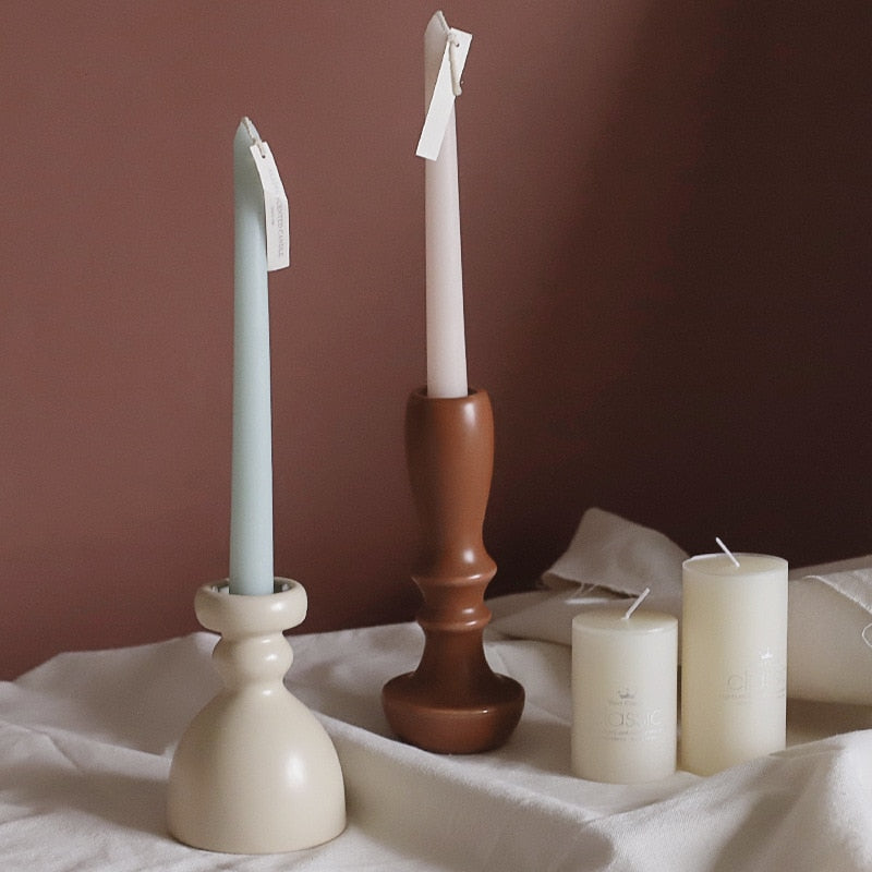 Ceramic Candle Holders with Glazed Finish - Handmade and Stylish