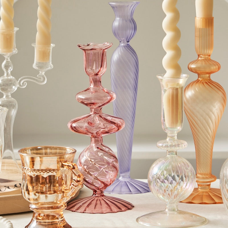 Classic Glass Candle Holder Collection - Vintage Style