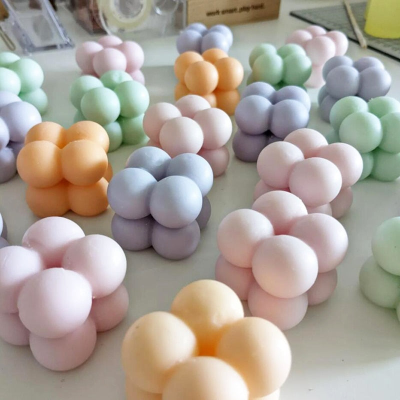 Mini Decorative Candle with Bubbles - Scented Soy Candle in Various Colours