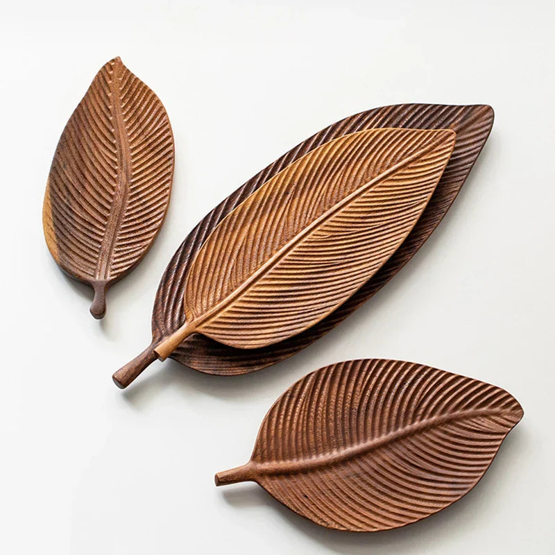 LeafLuxe - Walnut Wood Leaf Plate for Stylish Serving