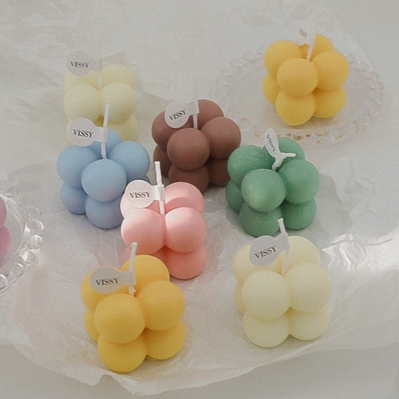 Mini Decorative Candle with Bubbles - Scented Soy Candle in Various Colours