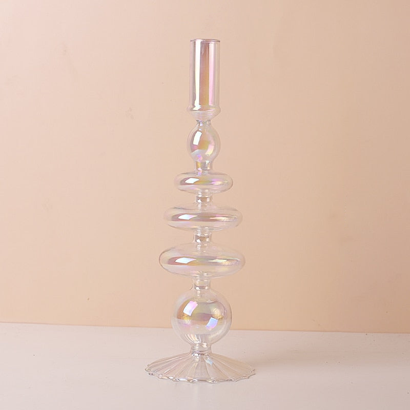 Glass Rainbow Candle Holder