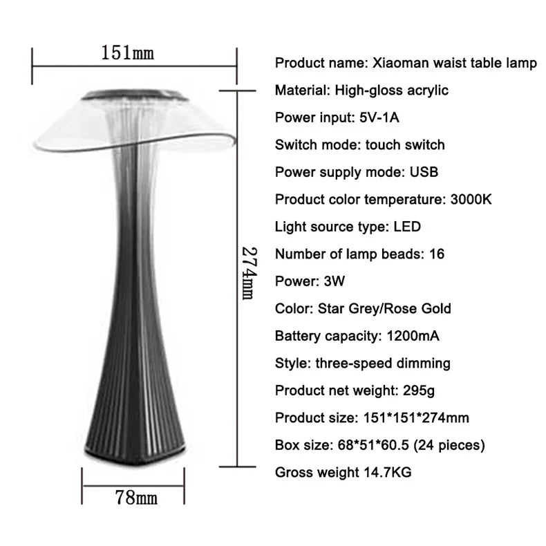 Dimmable LED Table Lamp with Rechargeable Battery - Touch Control, 3 Colours, Ideal for Office and Bedroom