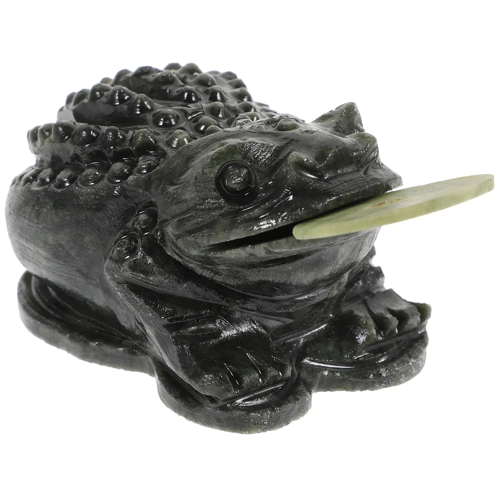 Green Lucky Frog Figurine - Resin Decoration for Desk or Living Room (8.2 x 5.1 x 4 cm)