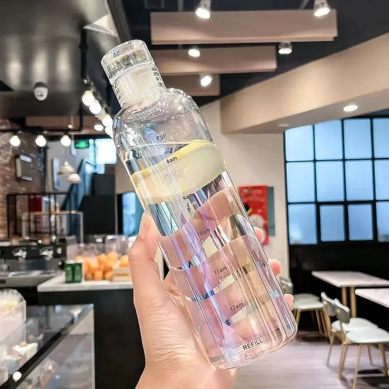 Sleek Transparent Water Bottle with Measurement Markings – Handy for Daily Use