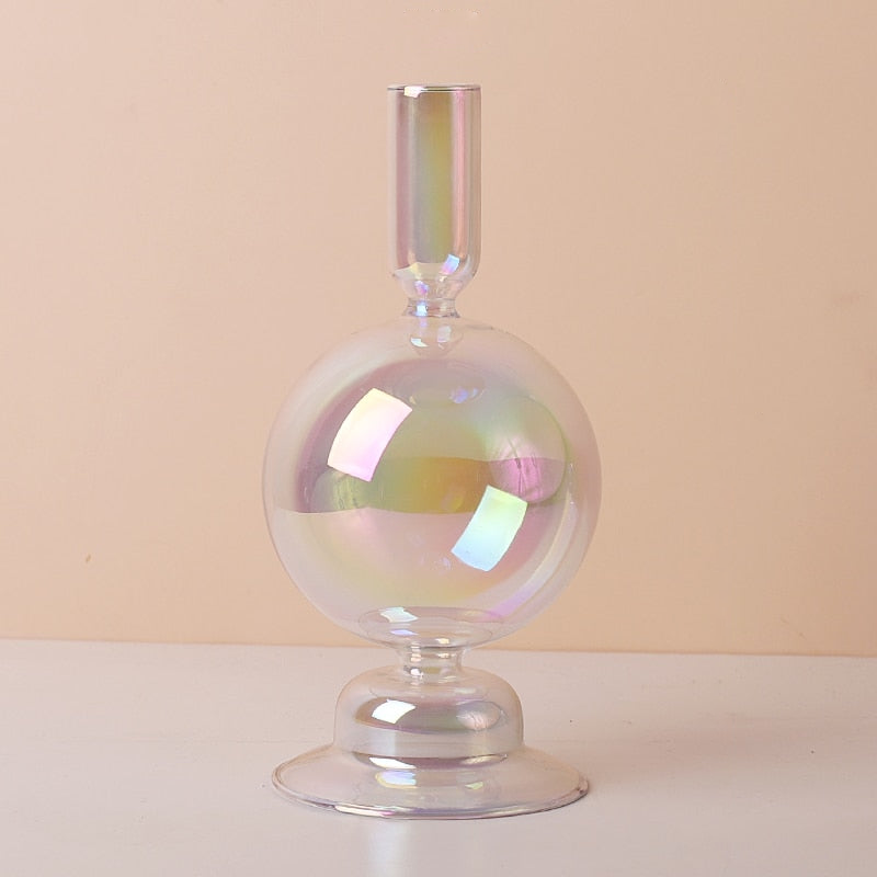 Glass Rainbow Candle Holder