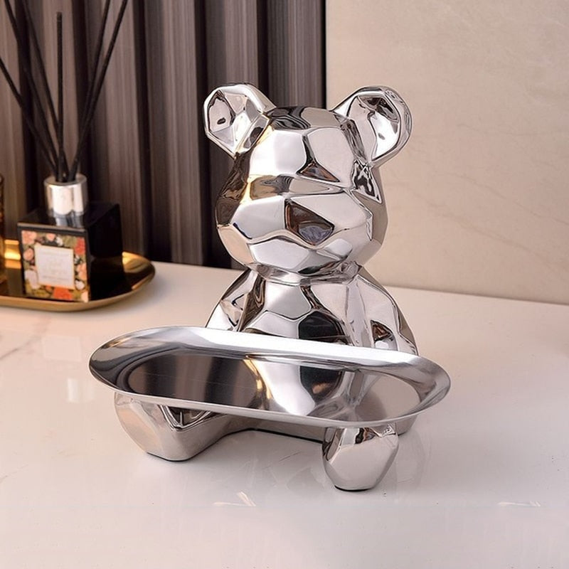 Ceravia Porcelain Bear Decorative Storage Bowl - Unique Design for Keys, Sweets, and Decoration