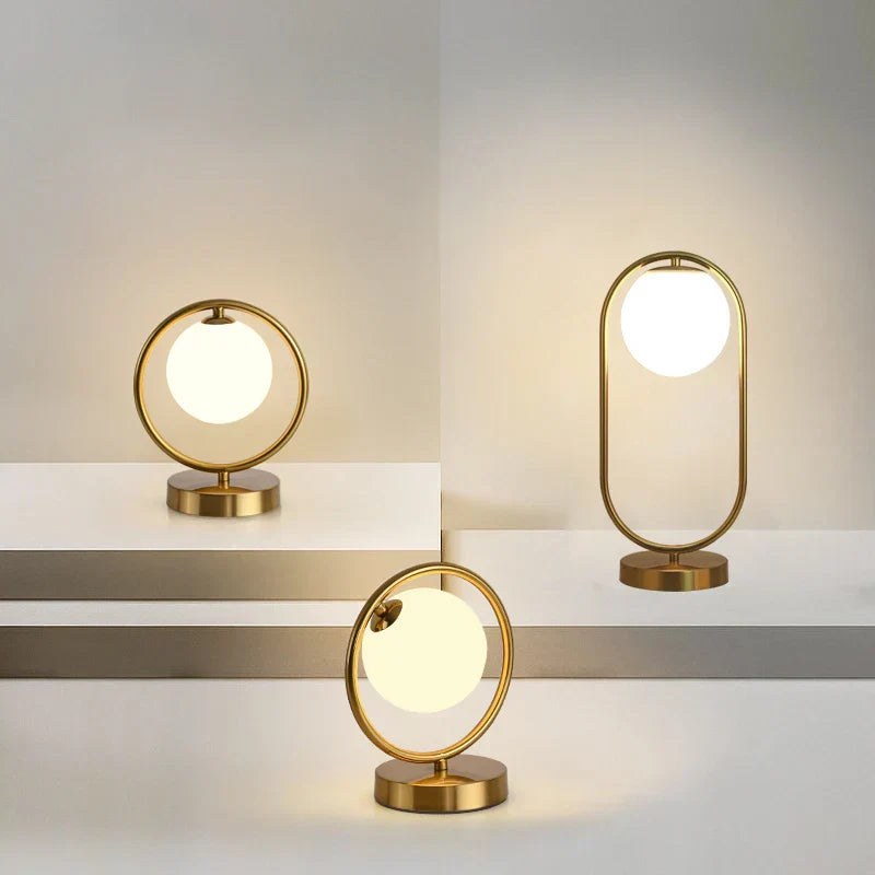 Norwegian LED Table Lamp in Glass and Resin – Modern Round Shape for Bedroom or Office