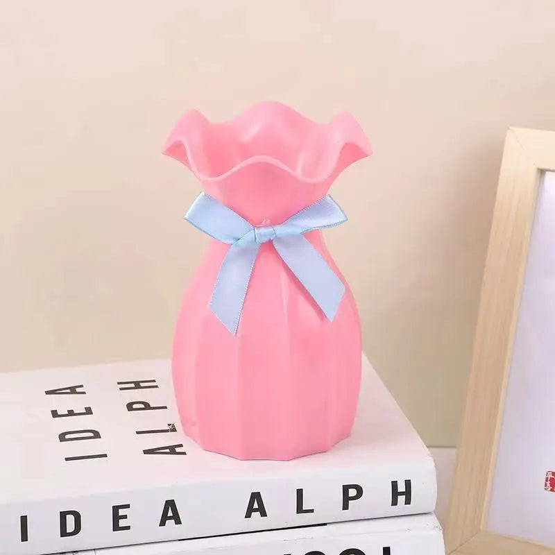 Imitation Ceramic Flower Vase - Modern Plastic Flower Pot for Home Decoration in Bedroom or Dining Table