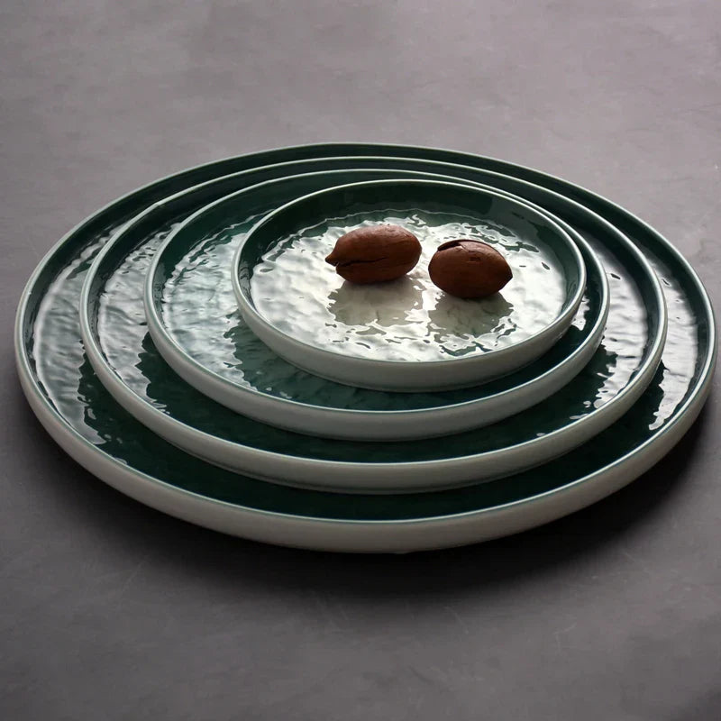 Green Ceramic Plate Set – Luxury Dining Tableware