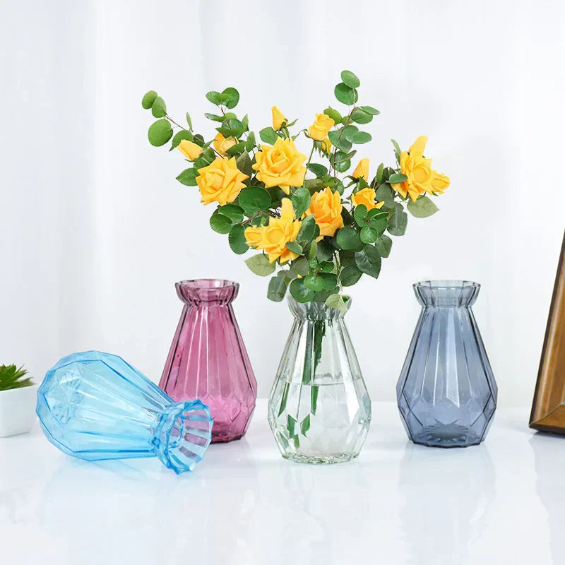 CelestiBloom Small Transparent Glass Flower Vase - Minimalist Design for Flower Arrangements