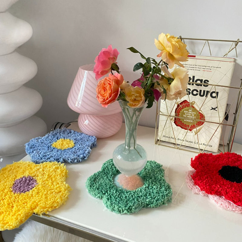 Handmade Flower Coaster and Mat - Soft and Colourful