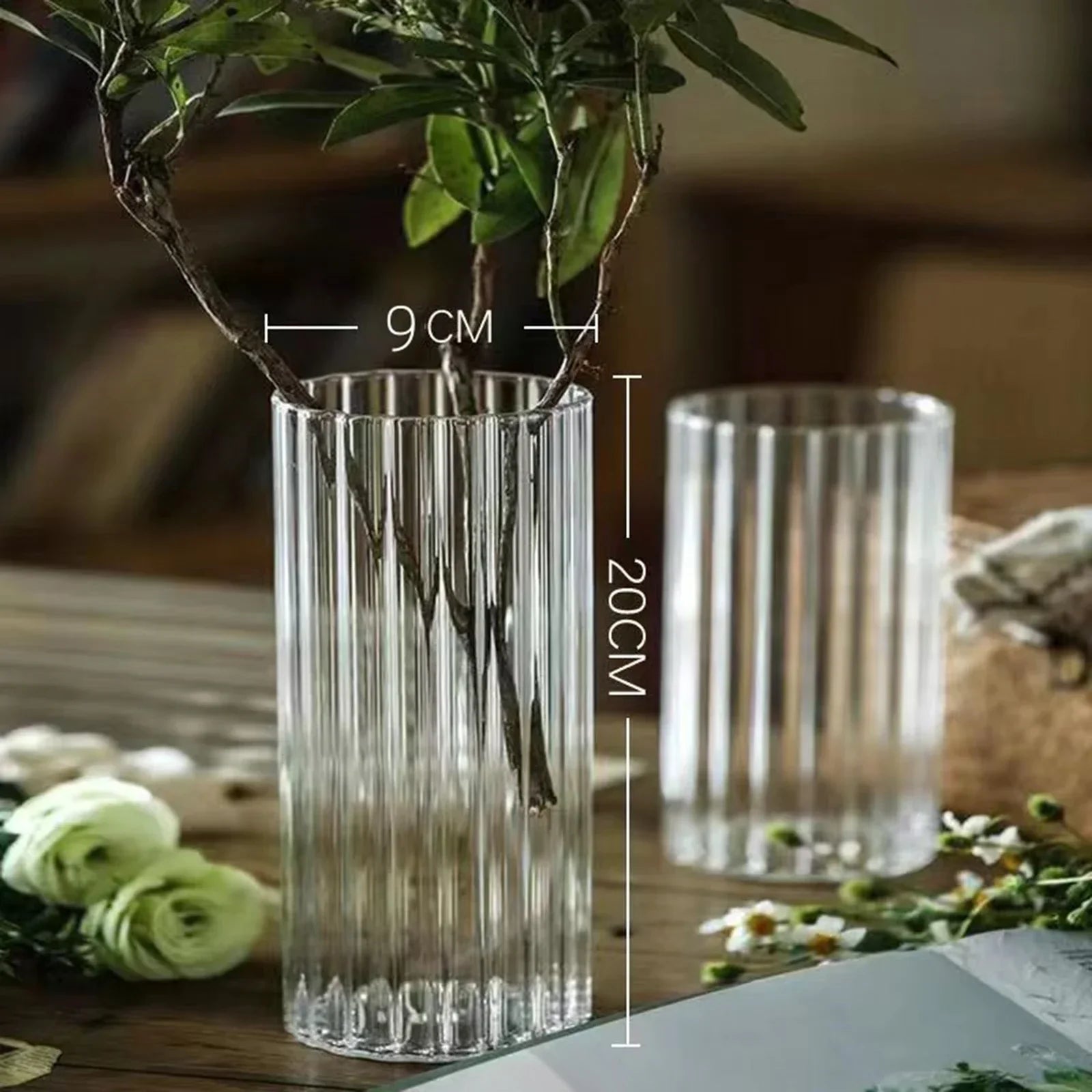 Glass Flower Vases - Minimalist Design for Table Decoration in Living Room and Kitchen